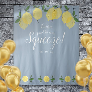 Main Squeeze Lemons Bruidsfeest Fotorekwisiet Blau Wandkleed