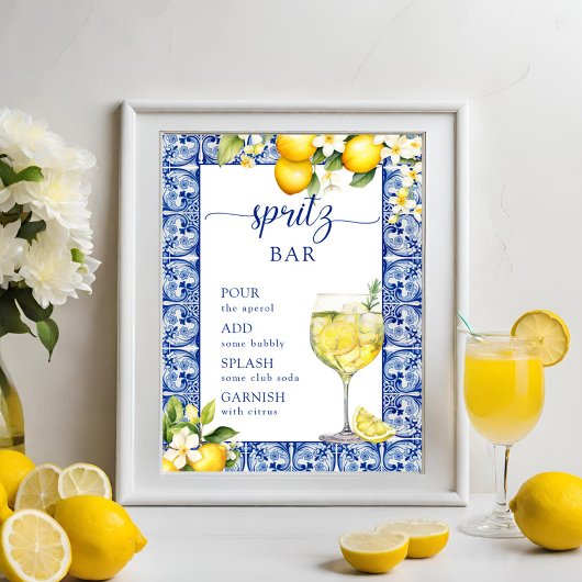 Main Squeeze Lemons Bruidsfeest Spritz Bar Poster