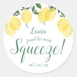 Main Squeeze Lemons Bruiloftsfeest Ronde Sticker