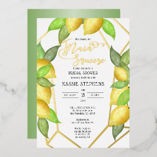 Main Squeeze Lemons Geometrische Bruiloftsborrel - Folie Uitnodiging
