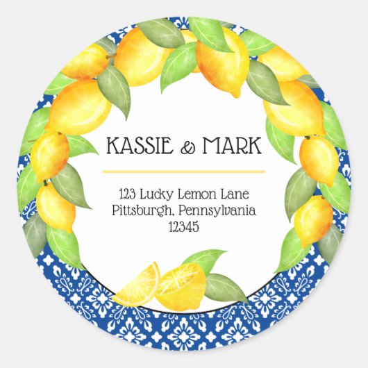 Main Squeeze Lemons Italy Return Address Ronde Sticker (Voorkant)