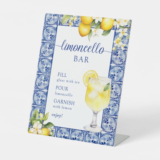 Main Squeeze Lemons Limoncello Bar Reclamebord Met Voetstuk (Voorkant)