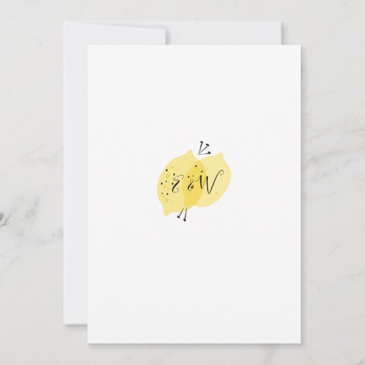 Main Squeeze Lemons Monogram Script Bruiloftsfeest Kaart (Achterkant)