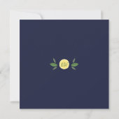 Main Squeeze Lemons Navy Blue Bruiloftsuitnodiging Kaart (Achterkant)