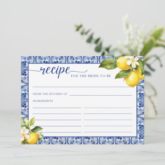 Main Squeeze Lemons Recept voor de bruid Kaart (Staand voorkant)