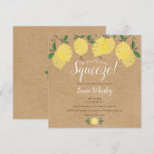 Main Squeeze Lemons Rustic Vierkante Bruiloftsborr Kaart (Voorkant / Achterkant)