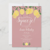 Main Squeeze Lemons Stof Roze Bruiloftsfeest Kaart (Voorkant)