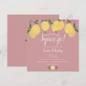 Main Squeeze Lemons Stof Roze Bruiloftsfeest Kaart (Voorkant / Achterkant)