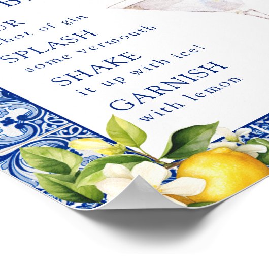 Main Squeeze Lemons Vrijgezellenfeest Martini Bar Poster (Hoek)