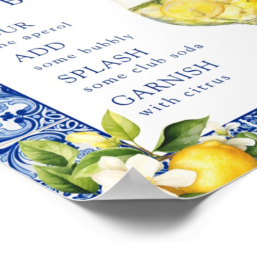 Main Squeeze Lemons Vrijgezellenfeest Spritz Bar Poster (Hoek)