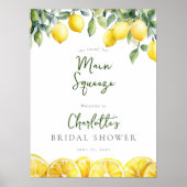 Main Squeeze Lemons Vrijgezellenfeest Welkomstbord Poster (Voorkant)