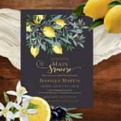 Main Squeeze Lemons | Vrijgezellenfeest zwarte oli Folie Uitnodiging