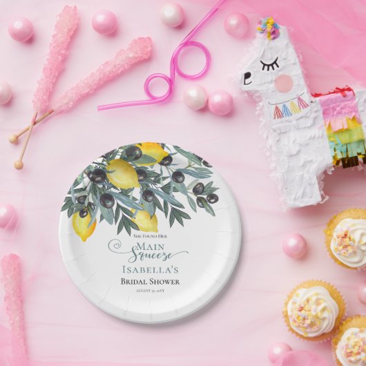 Main Squeeze Lemons | Vrijgezellenfeest zwarte oli Papieren Bordje (Feest)