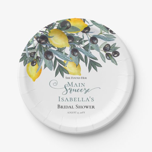 Main Squeeze Lemons | Vrijgezellenfeest zwarte oli Papieren Bordje (Voorkant)