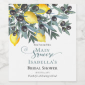 Main Squeeze Lemons | Vrijgezellenfeest zwarte oli Wijn Etiket (Enkel label)