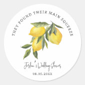 Main Squeeze Lemons Wedding of Vrijgezellenfeest Ronde Sticker (Voorkant)