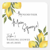 Main Squeeze Lemons Wedding of Vrijgezellenfeest Vierkante Sticker (Voorkant)