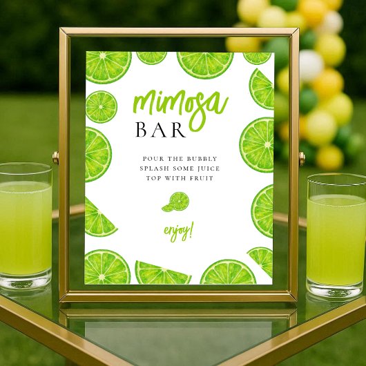 Main Squeeze Lime Bruiloftsborrel Mimosa Bar Bord Poster