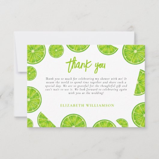 Main Squeeze Lime Green Bridal Shower Bedankkaart (Voorkant)