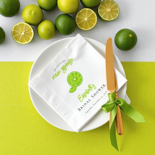Main Squeeze Lime Green Bridal Shower Paper Napkin Servet
