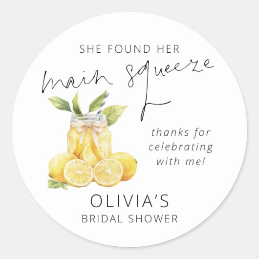 Main Squeeze Limoncello Bruidsfeest Dank Je Ronde Sticker (Voorkant)