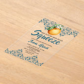 Main Squeeze Mediterraan Vrijgezellenfeest Blauw Acryl Uitnodigingen (Laagn)