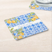 Main Squeeze Mediterraanse Tegels Citroenen Bruids Kartonnen Onderzetters (Schuin)