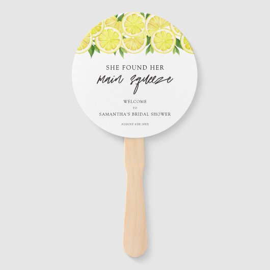 Main Squeeze Modern Simple Lemon Vrijgezellenfeest Handwaaier (Voorkant)