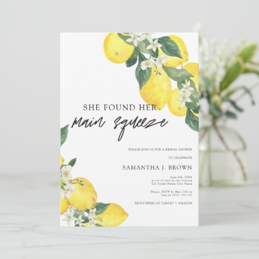 Main Squeeze Modern Summer Vrijgezellenfeest Kaart (Staand voorkant)