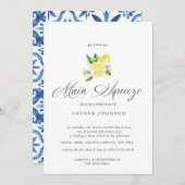 Main Squeeze Modern Waterverf Lemon Bridal Kaart (Voorkant / Achterkant)