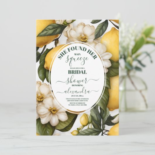 Main Squeeze Modern Waterverf Lemon Vrijgezellenfe Kaart (Staand voorkant)