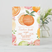 Main Squeeze Orange Citrus Bruiloftsfeest Kaart (Staand voorkant)