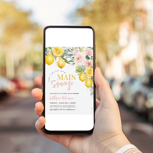 Main Squeeze Pink Floral Lemon Vrijgezellenfeest Kaart