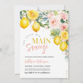 Main Squeeze Pink Floral Lemon Vrijgezellenfeest Kaart (Voorkant)