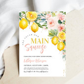 Main Squeeze Roze Bloemige Citroen Bruiloft Feest Kaart