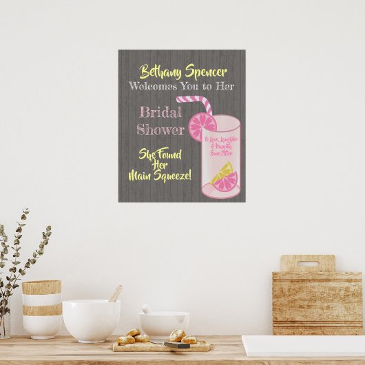Main Squeeze Roze Limonade Bruiloft Welkom Poster (Keuken)