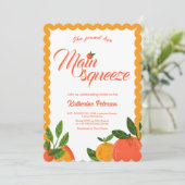 Main Squeeze sinaasappel Bruiloft Bridal Shower He Kaart (Staand voorkant)