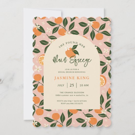 Main Squeeze Sinaasappel Citrus Bruids Brunch Kaart (Voorkant)