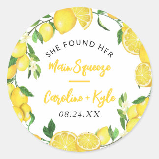 Main Squeeze Summer Lemon Bruiloft Favoriet Ronde Sticker
