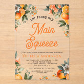 Main Squeeze Tangerine Orange Citrus Bridal Shower Acryl Uitnodigingen (Voorkant)