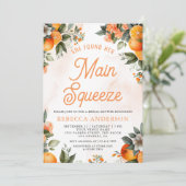 Main Squeeze Tangerine Sinaas Citroen Bruiloftsbor Kaart (Staand voorkant)