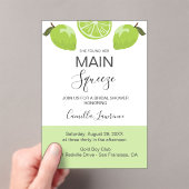Main Squeeze Tropical Citrus Green Bridal Shower  Acryl Uitnodigingen (Insitu (Draagbaar))
