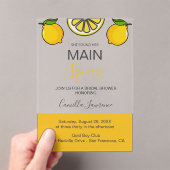 Main Squeeze Tropical Citrus Lemon Bridal Shower  Acryl Uitnodigingen (Insitu (Draagbaar))