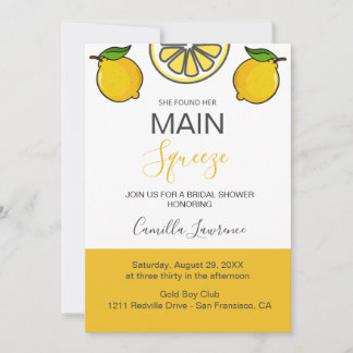Main Squeeze Tropical Citrus Lemon Bridal Shower Kaart