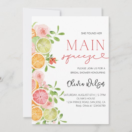 "Main Squeeze" Vrijgezellenfeest - Citrus Lemon Pa Kaart (Voorkant)