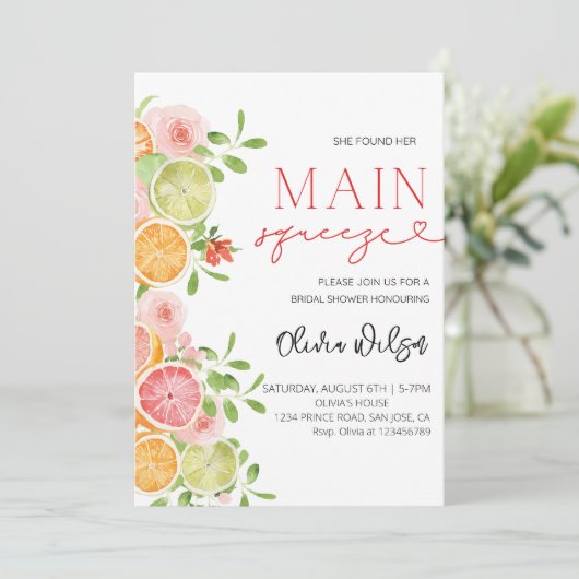 "Main Squeeze" Vrijgezellenfeest - Citrus Lemon Pa Kaart (Staand voorkant)