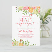 "Main Squeeze" Vrijgezellenfeest - Citrus zomerfee Kaart (Staand voorkant)