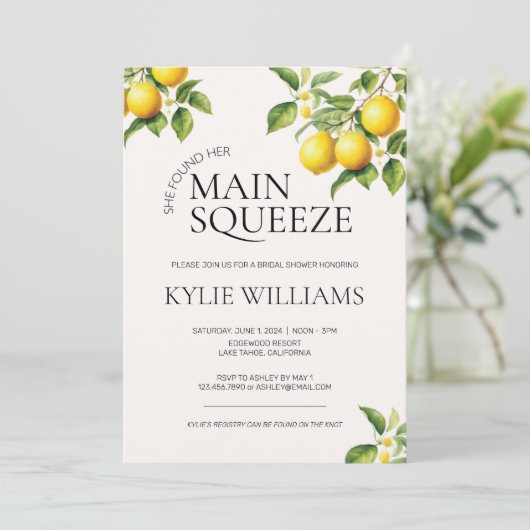 Main Squeeze Vrijgezellenfeest Invite Kaart (Staand voorkant)