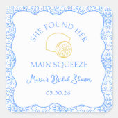 Main Squeeze Vrijgezellenfeest Lemon Blue Favoriet Vierkante Sticker (Voorkant)