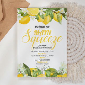 Main Squeeze Vrijgezellenfeest Lemon Uitnodiging